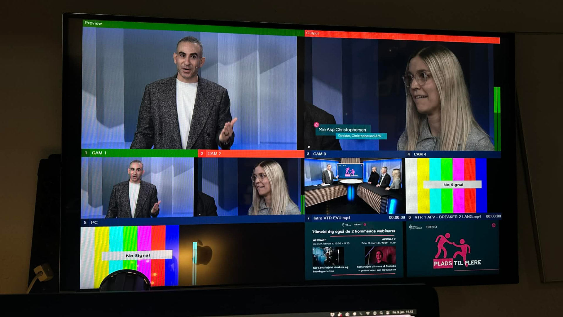 Multiview fra Wecademys studieproduktion under en liveudsendelse
